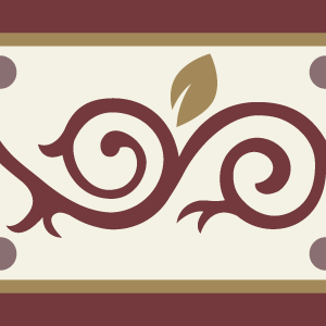 Decorative border tile Delfos Cenefa with leaves and foliage, bands and lines, arches and curves